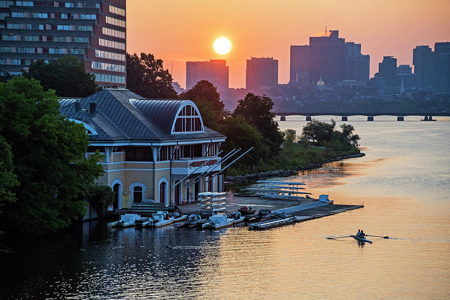 Sunrise over the DeWolfe Boathouse in Cambridge MA Charles River Photograph by Toby McGuire