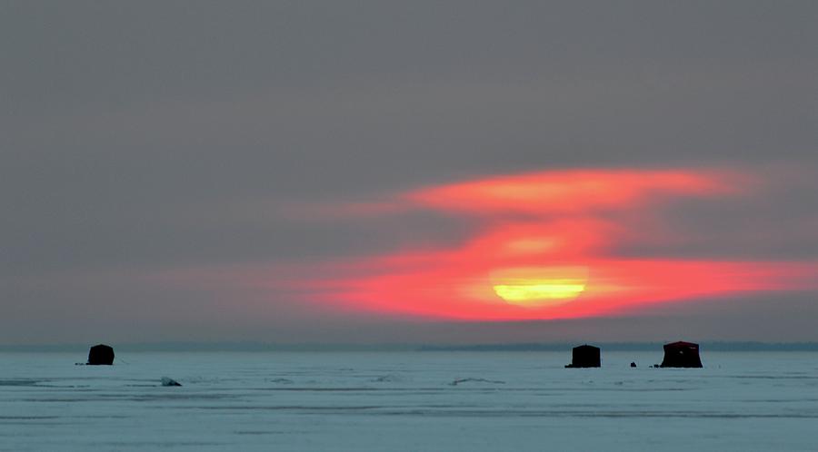 Sunrise Over The Ice Huts  Photograph by Lyle Crump