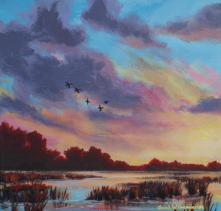 Sunrise Over the Marsh Painting by Sarah Grangier