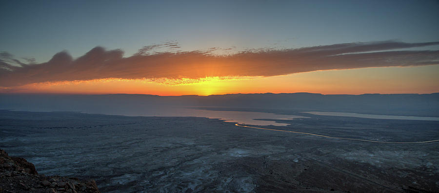 Sunrise Over The Moav Mountains Photograph