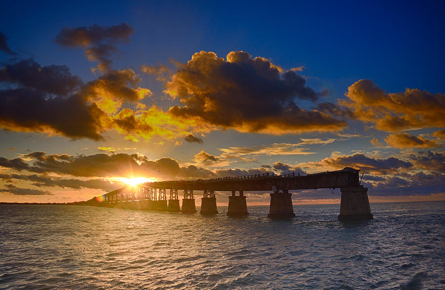 Sunset Photograph - Sunrise over the old rail bridge at Bahia Honda by Scott Bert