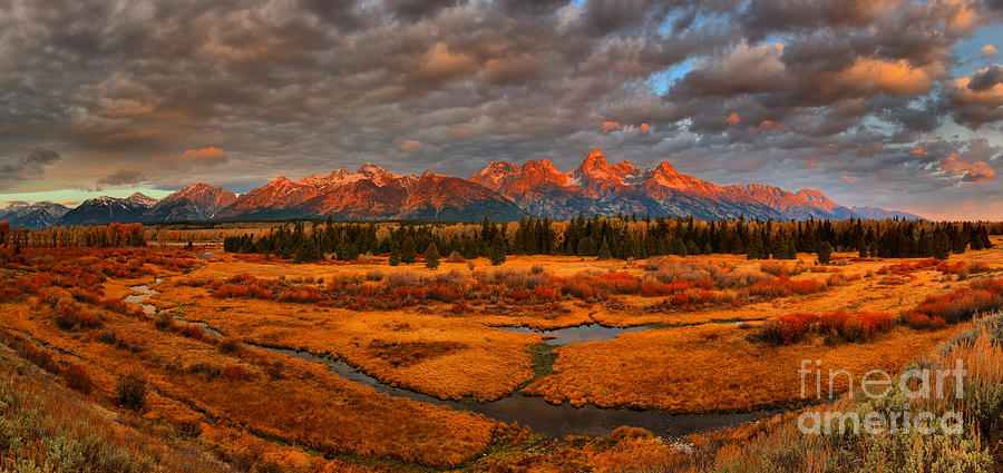 Sunrise Over the Teton Blacktail Ponds Photograph by Adam Jewell