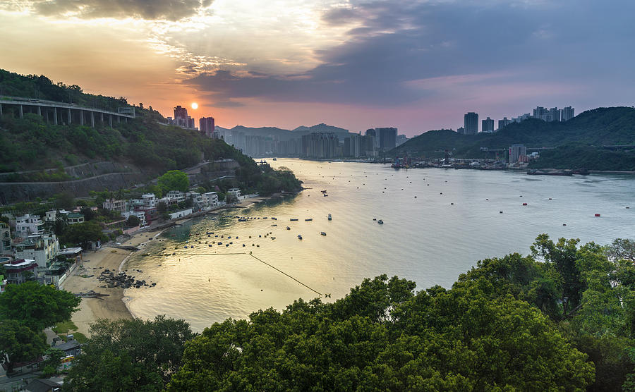 Sunrise over Tsuen Wan Hong Kong China Photograph by Adam Rainoff