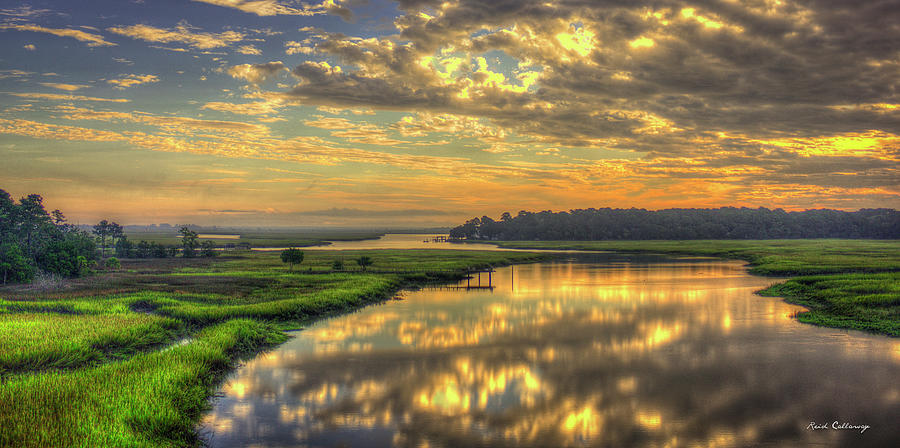 Savannah GA Sunrise Reflections Over Turners Creek Tybee Island Seascape Art Photograph by Reid Callaway