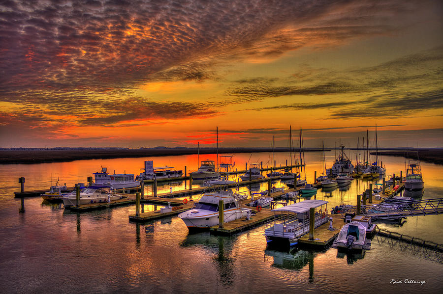 Sunrise Over Tybee Island Bull River Marina Seascape Art Photograph by ...