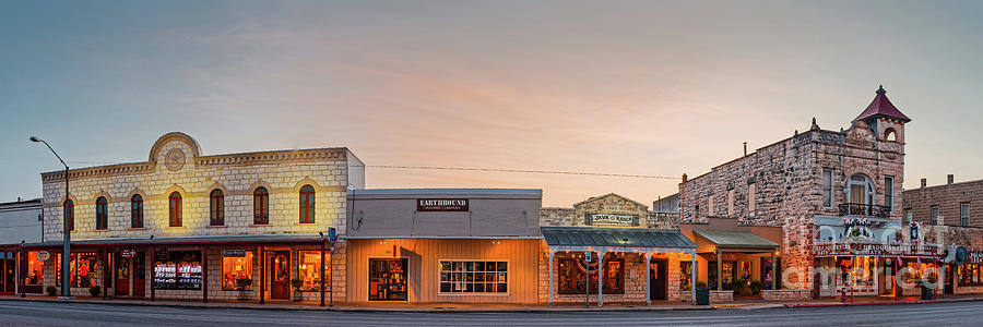 Sunrise Panorama of Downtown Fredericksburg Historic District - Gillespie County Texas Hill Country Photograph by Silvio Ligutti