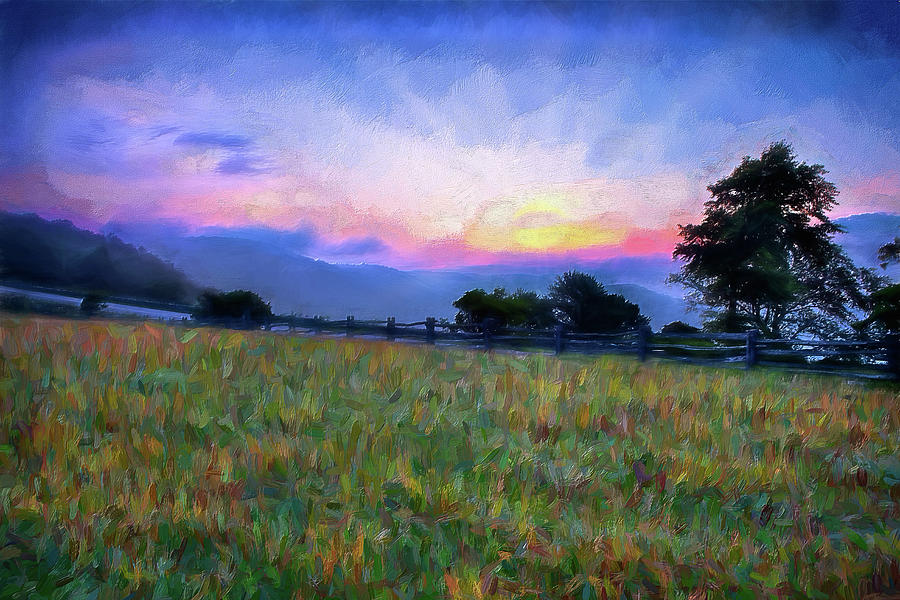 Sunrise Pasture in the Blue Ridge AP Painting by Dan Carmichael