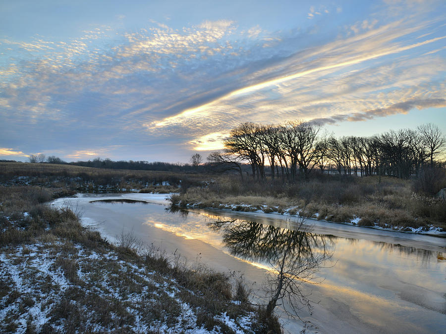 Sunrise Reflected in Nippersink Creek in Glacial Park Photograph by Ray Mathis