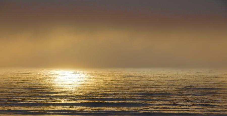 Sunrise Reflected Under a Morning Fog Photograph by Richard Goldman