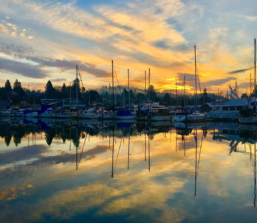 Marina Sunrise Reflection 2 Photograph by Jerry Abbott