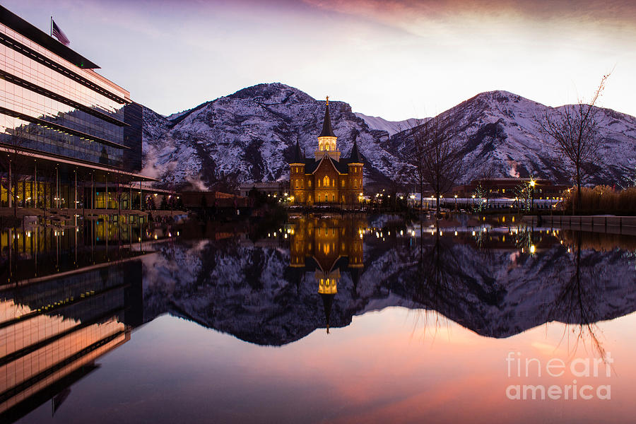 Sunrise Reflection Provo City Center Temple Photograph by Timpanogos Photography