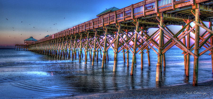 Charleston SC Sunrise Glow Folly Beach Pier Architectural Seascape Art ...