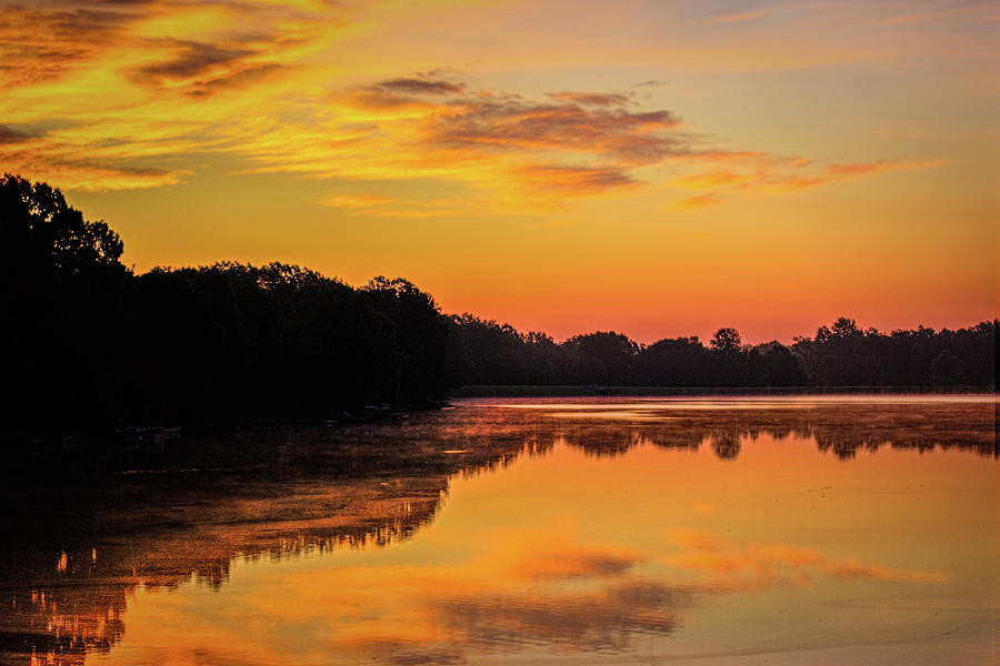 Sunrise Silhouettes - Lake Landscape Photograph by Barry Jones