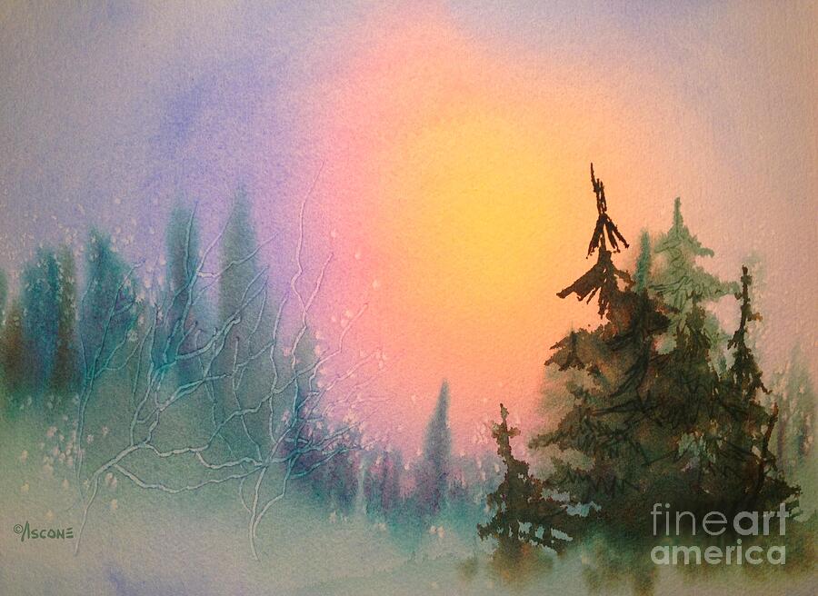 Sunrise Spruce Painting by Teresa Ascone