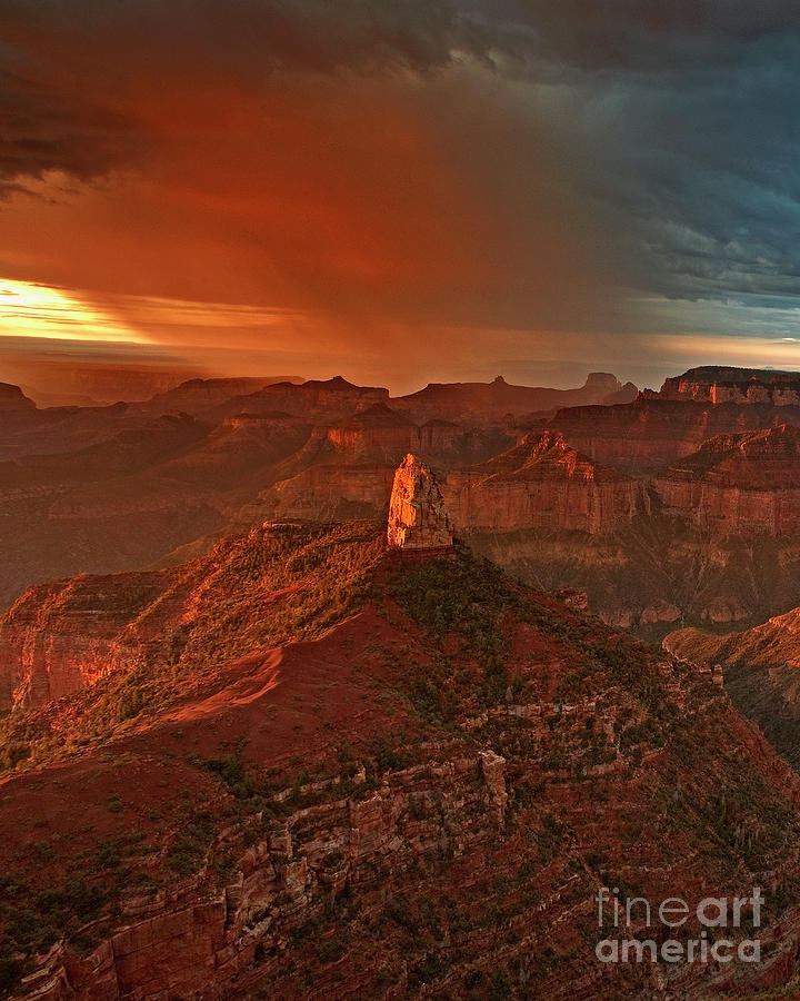 Sunrise Storm Mount Hayden Grand Canyon Arizona Photograph by Dave Welling