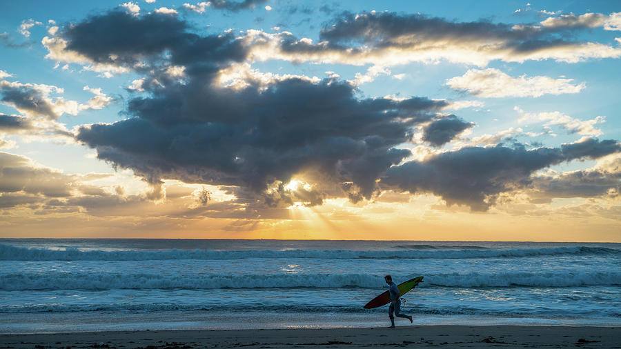 Sunrise Surfer Running Delray Beach Florida Photograph by Lawrence S Richardson Jr