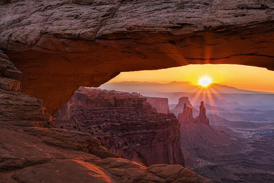 Sunrise through Mesa Arch Photograph by Andrew Soundarajan