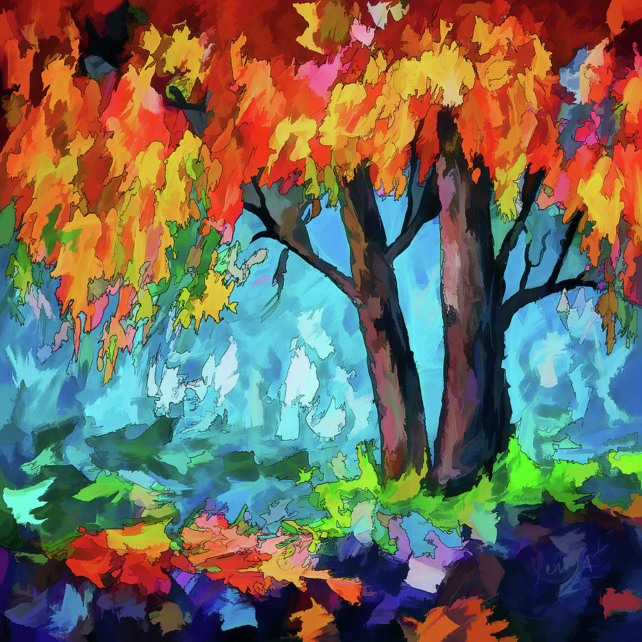 Sunrise Tree Digital Art by Lena Owens - OLena Art Vibrant Palette Knife and Graphic Design