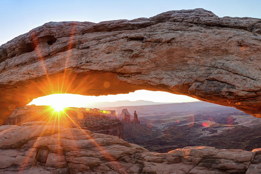 National Parks Photograph - Sunrise under Mesa Arch - Canyonlands - Moab Utah by Gregory Ballos