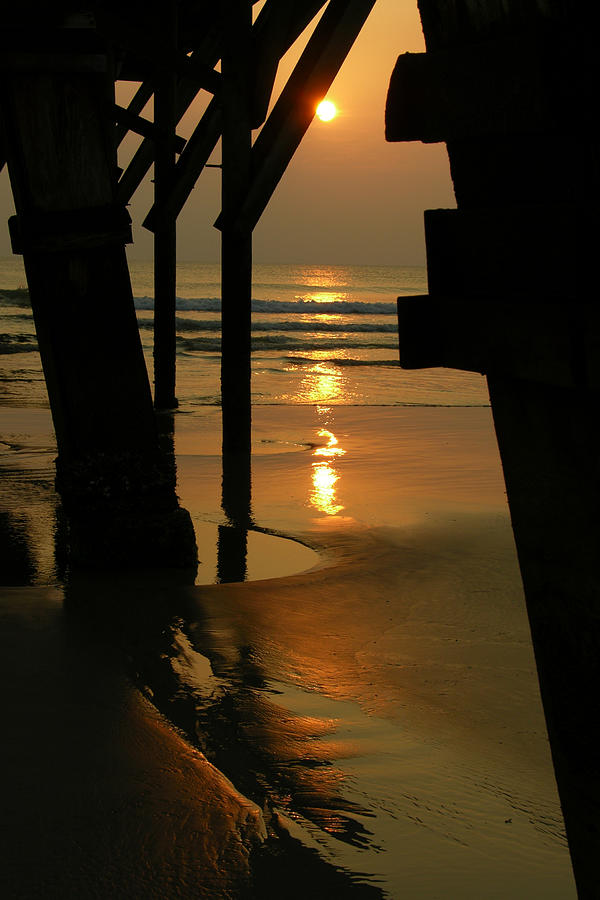 Sunrise under the pier 4-26-15 Photograph by Julianne Felton
