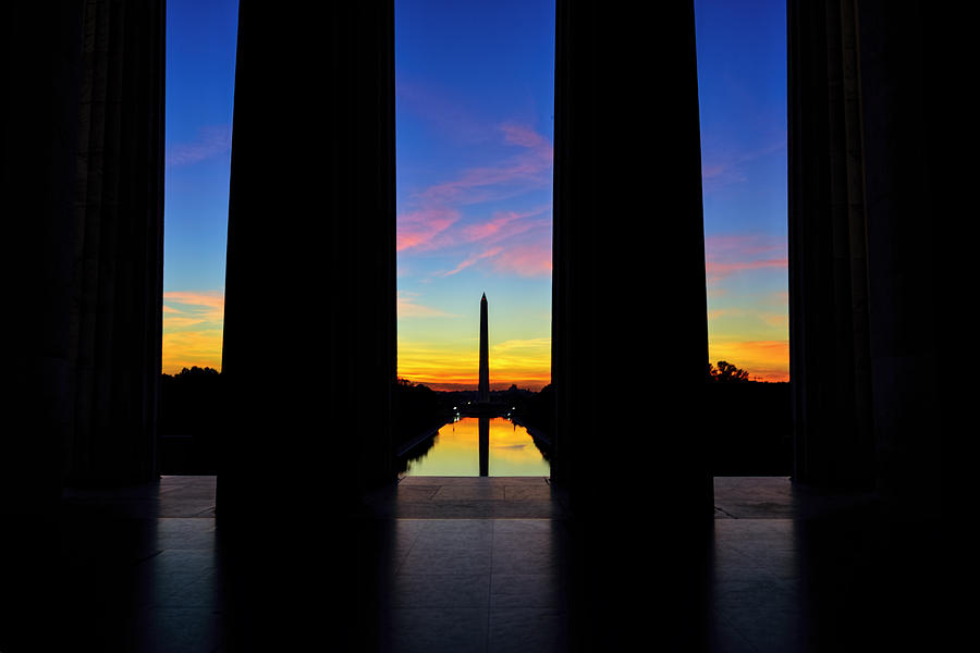 Sunrise view from the Lincoln Memorial Photograph by Bill Dodsworth