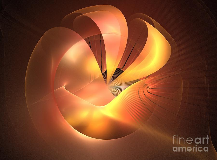 Abstract Digital Art - Sunrise Wave Sphere by Kim Sy Ok