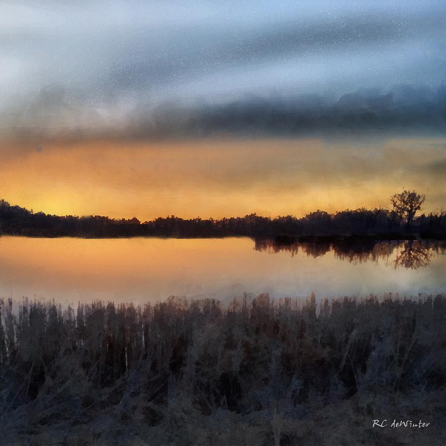 Sunrise on a Frosty Marsh Painting by RC DeWinter