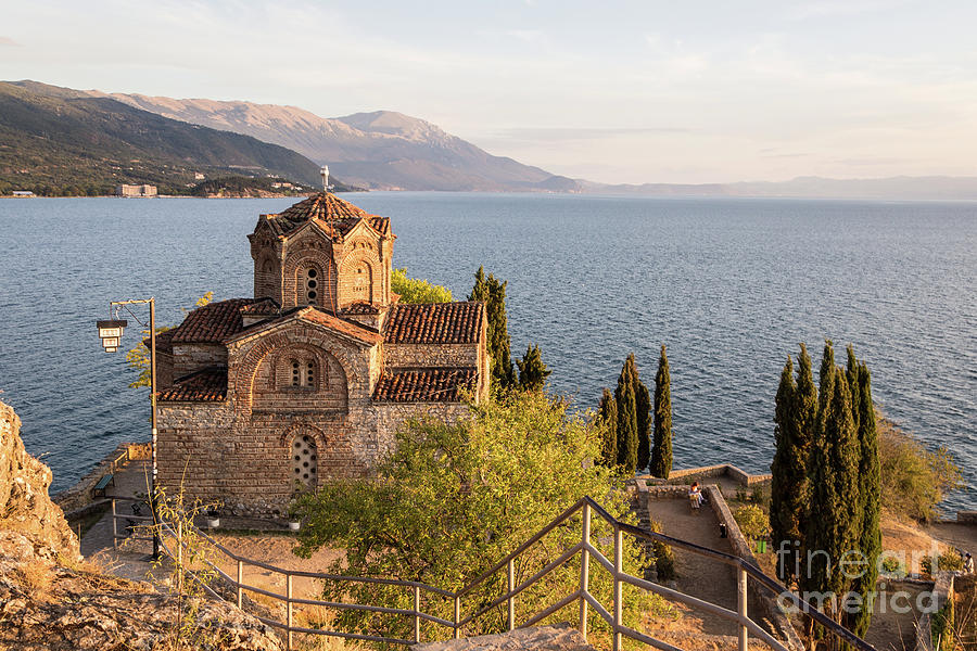 Sunser over the famous St John church at Kaneo in Ohrid Photograph by Didier Marti