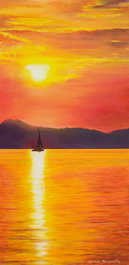 Sunset Ablaze Painting by Christine Brunette