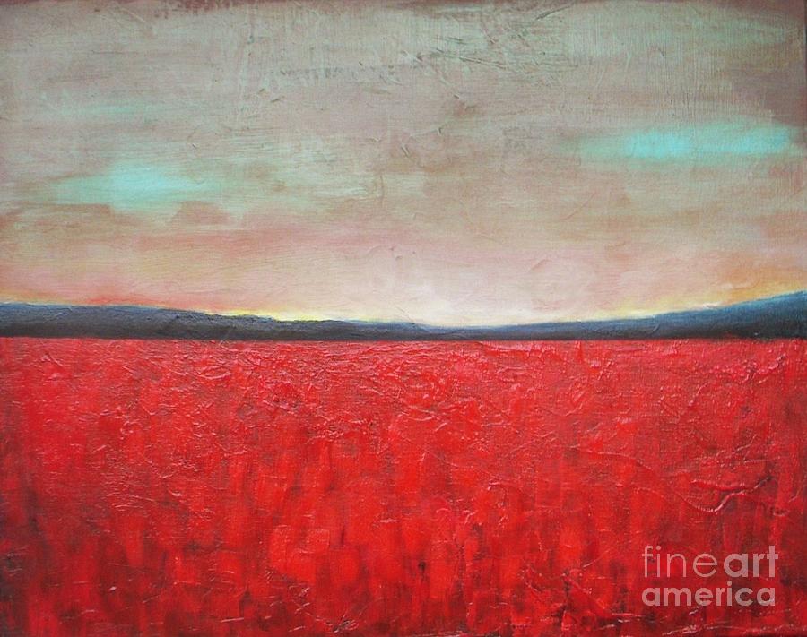 Sunset Above Poppy Field Painting by Vesna Antic