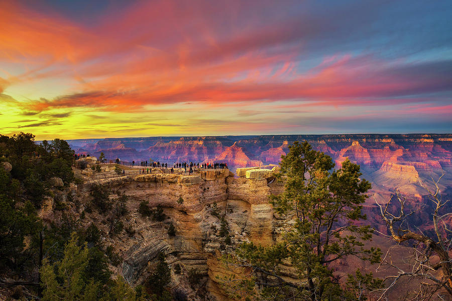 Sunset Above South Rim Of Grand Canyon From The Mather Point Photograph