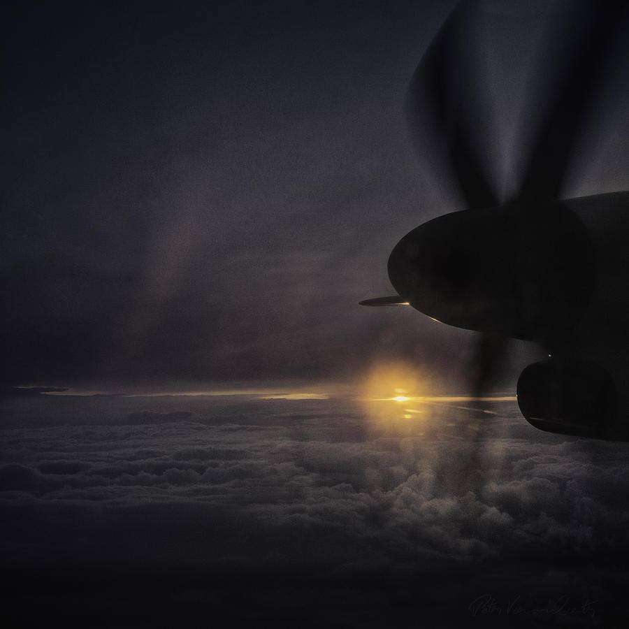 Sunset above the clouds with propeller Photograph by Peter V Quenter