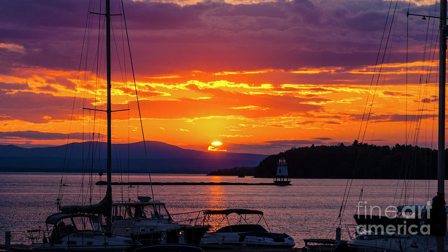 Sunset across Lake Champlain Photograph by Scenic Vermont Photography