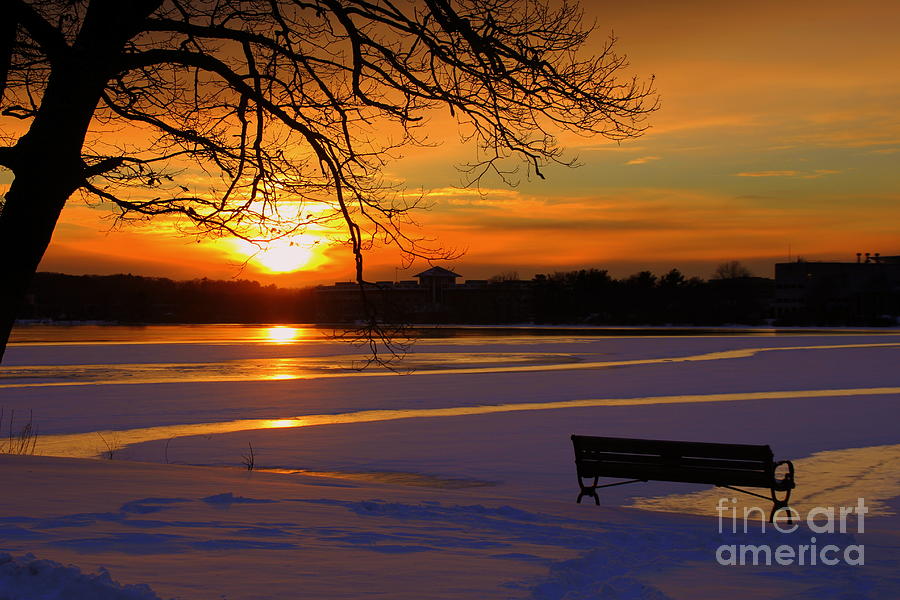 Sunset after a snowfall Photograph by Lennie Malvone
