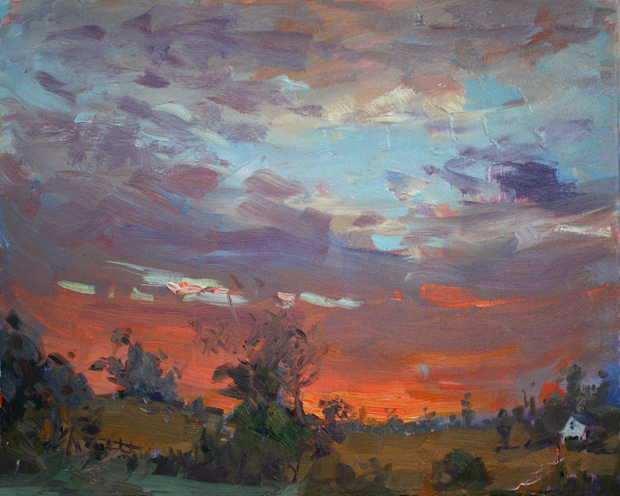 Sunset Painting - Sunset after Thunderstorm by Ylli Haruni