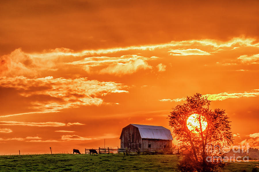 Sunset and Barn Photograph by Thomas R Fletcher