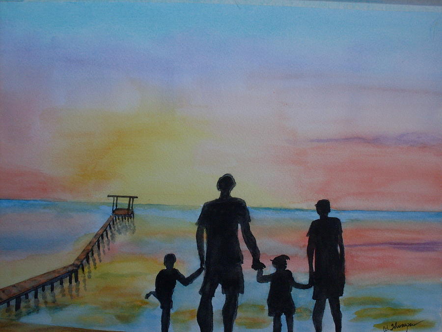 family sunset painting