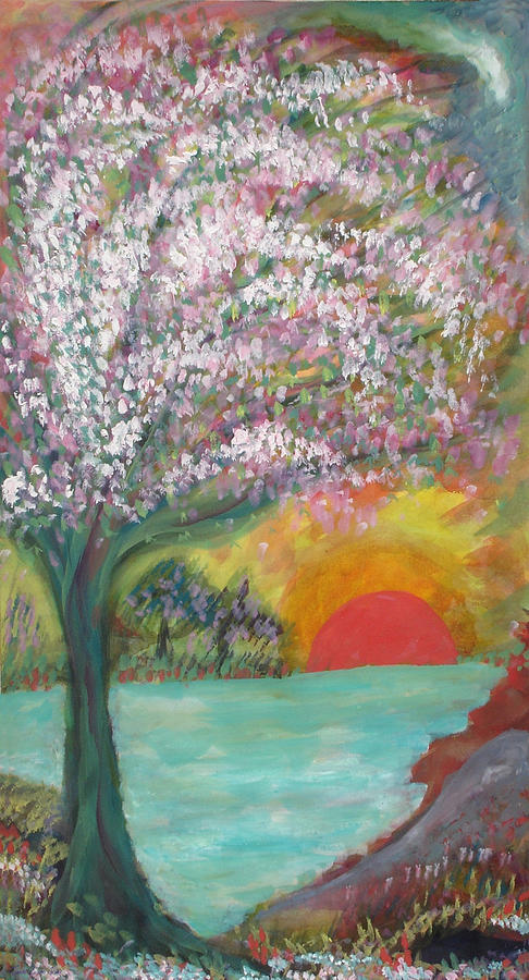 Nature Painting - Sunset and Magnolia by Tomer Rosen Grace