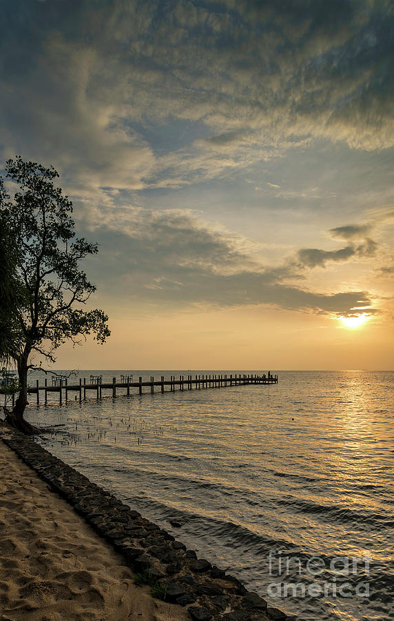 Sunset And Pier In Kep On Cambodia Coast Photograph by JM Travel Photography