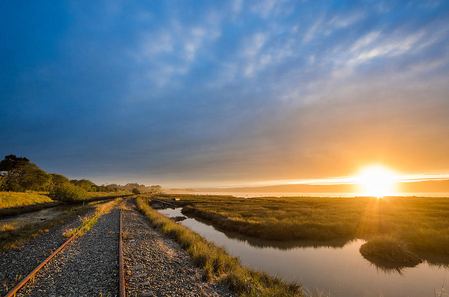 Sunset and Railroad Tracks Photograph by Greg Nyquist