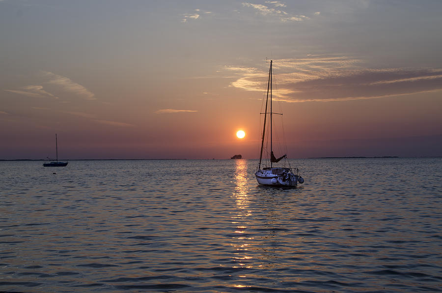 Sunset and Sailboats Photograph by Bill Cannon