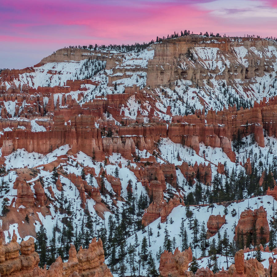 Sunset and Snow Over Bryce Canyon Photograph by Kelly VanDellen