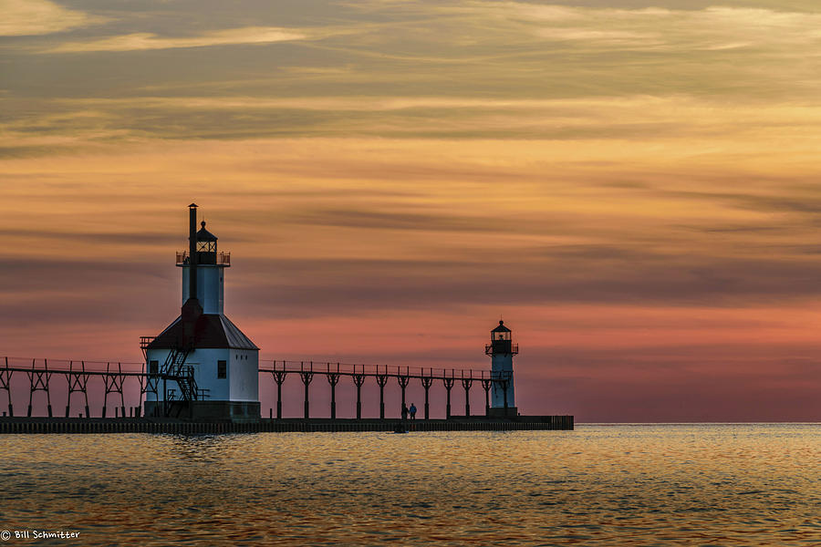 Sunset and St Joseph Lighthouse Photograph by Bill Schmitter - Pixels