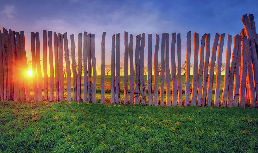 Sunset and Stockade at Aztalan State Park  #9 Photograph by Jennifer Rondinelli Reilly - Fine Art Photography