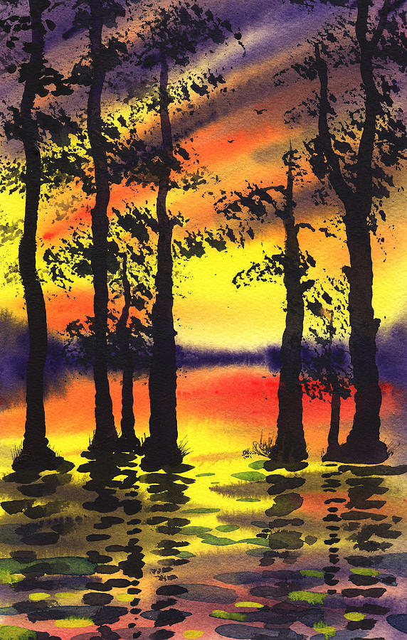 Sunset And The Trees Painting by Irina Sztukowski