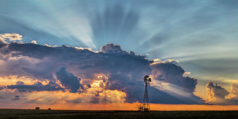 Sunset and Windmill Photograph by Rob Graham