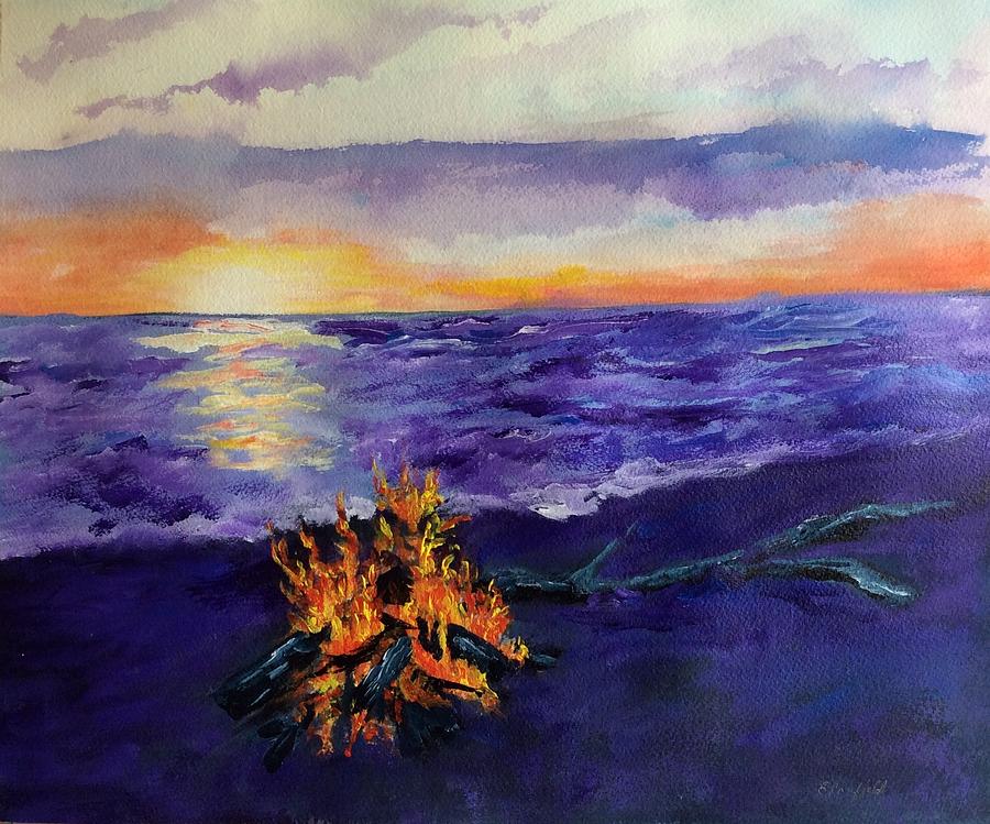 Sunset, Angola on the Lake Painting by Ellen Canfield