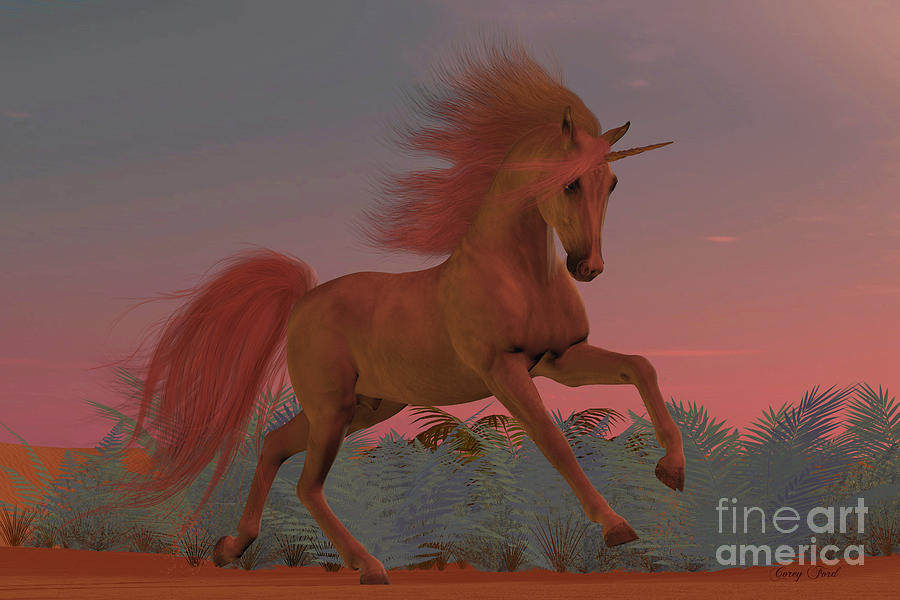 Sunset Arabian Unicorn Digital Art by Corey Ford
