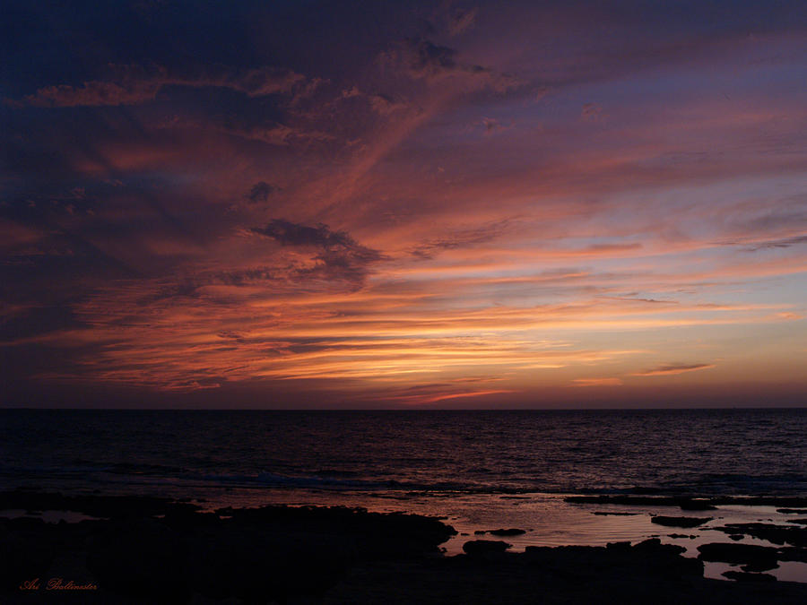Sunset at Achziv beach Photograph by Arik Baltinester
