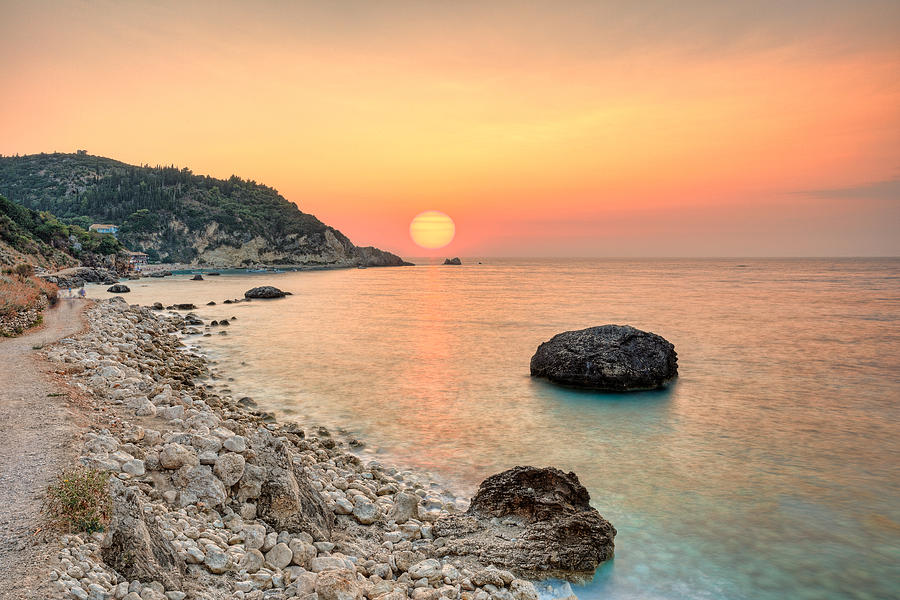 Sunset at Agios Nikitas in Lefkada - Greece Photograph by Constantinos Iliopoulos